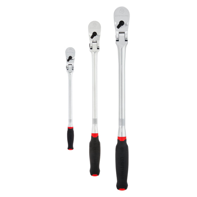 V-Series™ 1/4 in, 3/8 in and 1/2 in Drive Comfort Grip™ Long Flex Head Ratchet (3 PK)