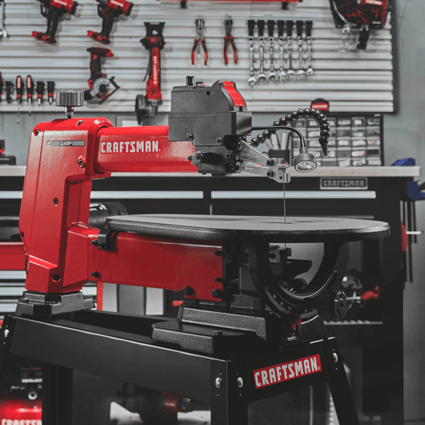 CRAFTSMAN 18-in Variable Scroll Saw with Stand in garage environment