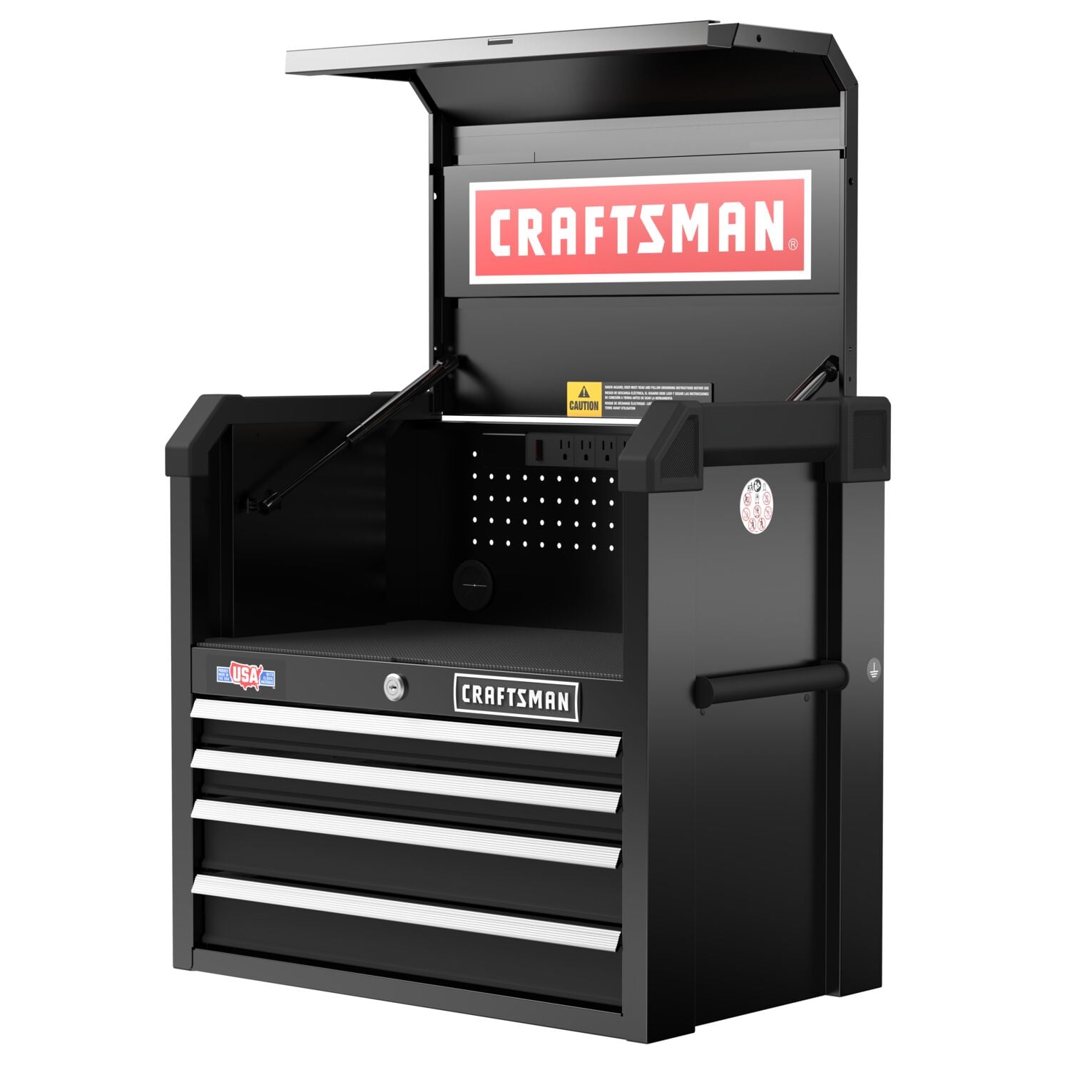 Craftsman tool chest CMST24180RBK white background beauty shot front angle.