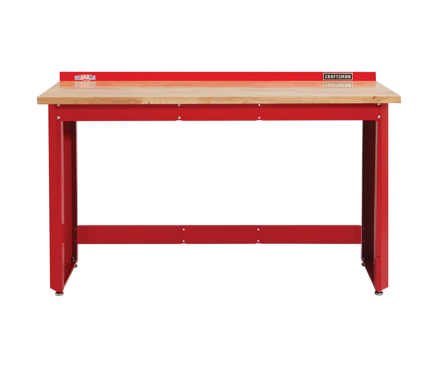 Craftsman workbench CMST27200R red metal frame with wood top white background beauty shot front angle
