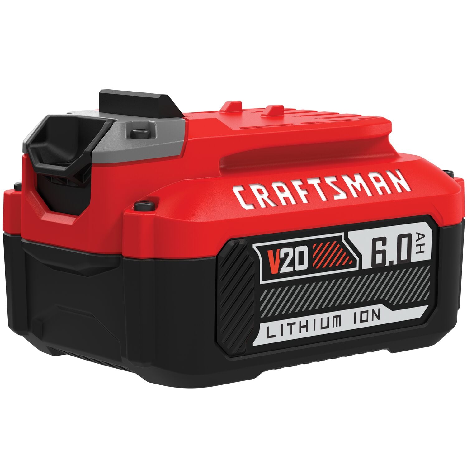 Craftsman V20 6.0Ah lithium ion battery 26841 white background beauty shot front angled.