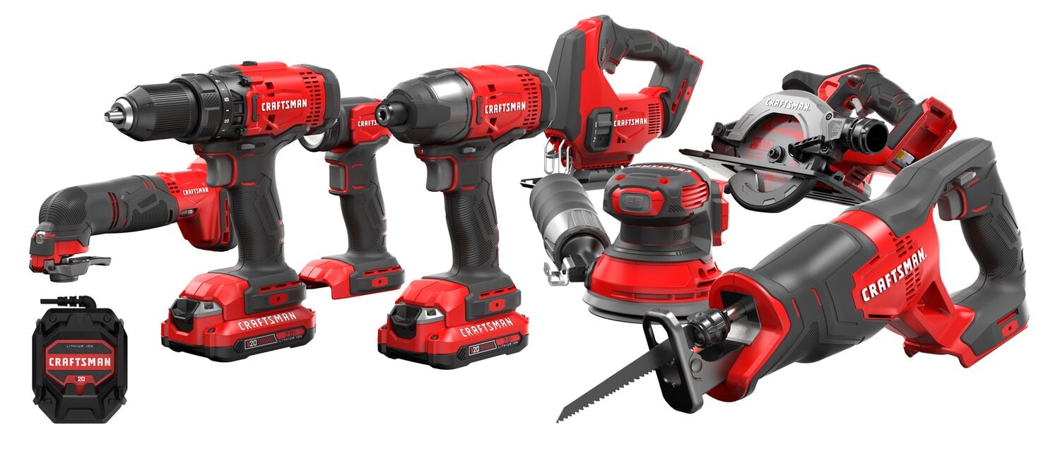 View of CRAFTSMAN Combo Kits: Power Tools and additional tools in the kit.