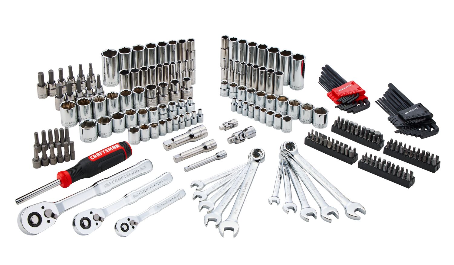 CRAFTSMAN VERSASTACK 242-Piece Standard (SAE) and Metric Polished Chrome Mechanics Tool Set with Hard Case Tools Included