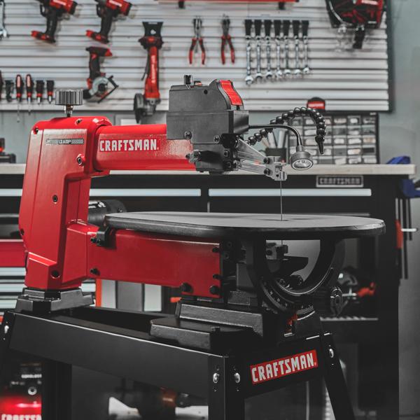 CRAFTSMAN 18-in Variable Scroll Saw with Stand in garage environment