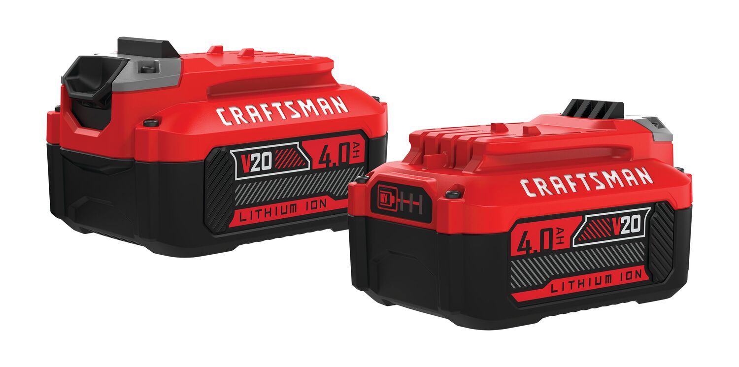 View of CRAFTSMAN Batteries & Chargers on white background