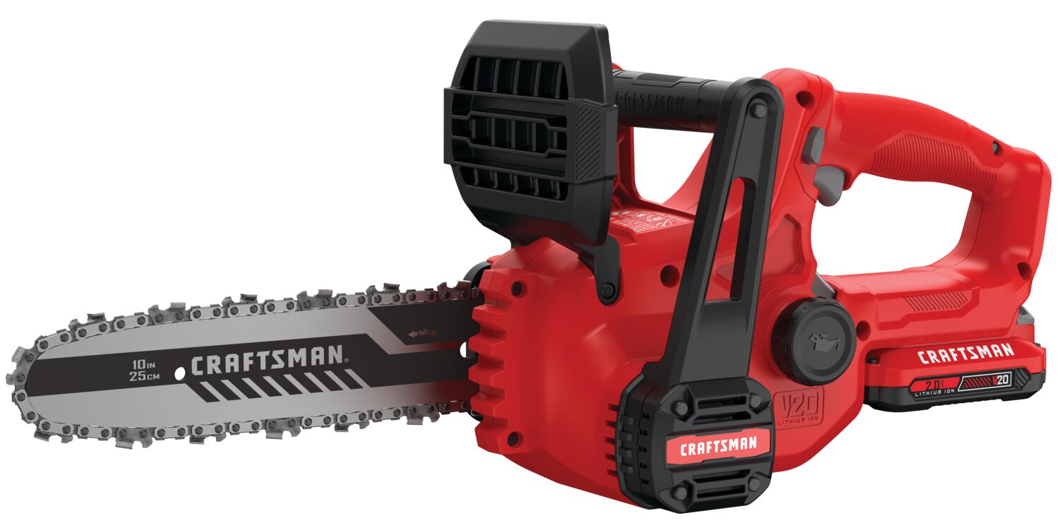 Craftsman cordless chainsaw V20CMCS350 white background beauty shot front angle