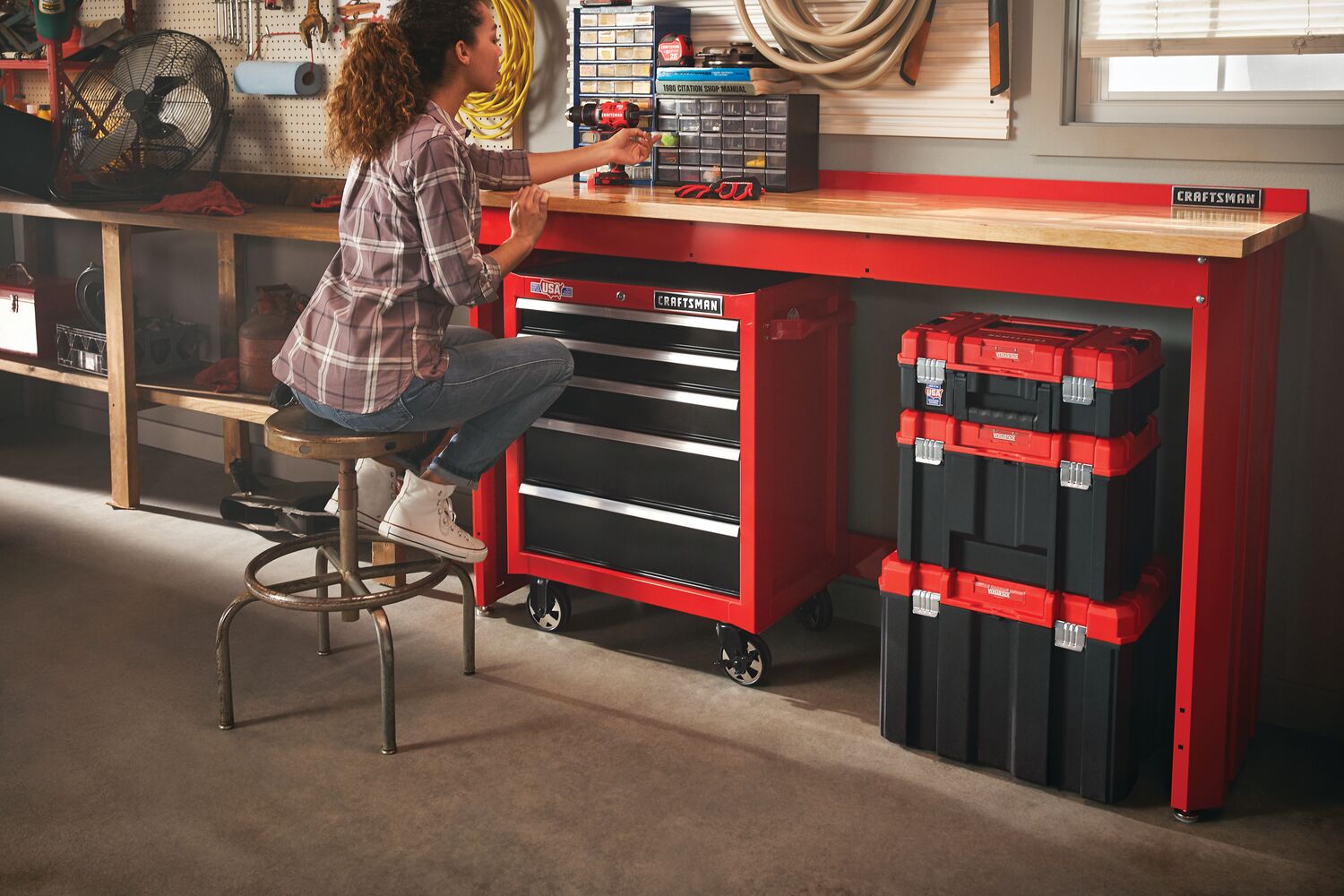 View of CRAFTSMAN Bench & Stationary: Workbench  being used by consumer