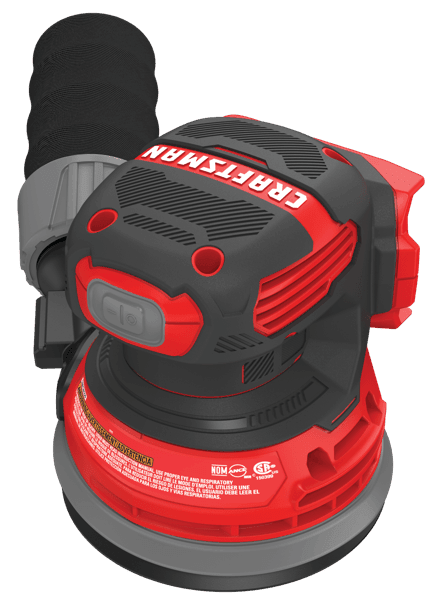 Right profile of 20 volt cordless random orbit sander .