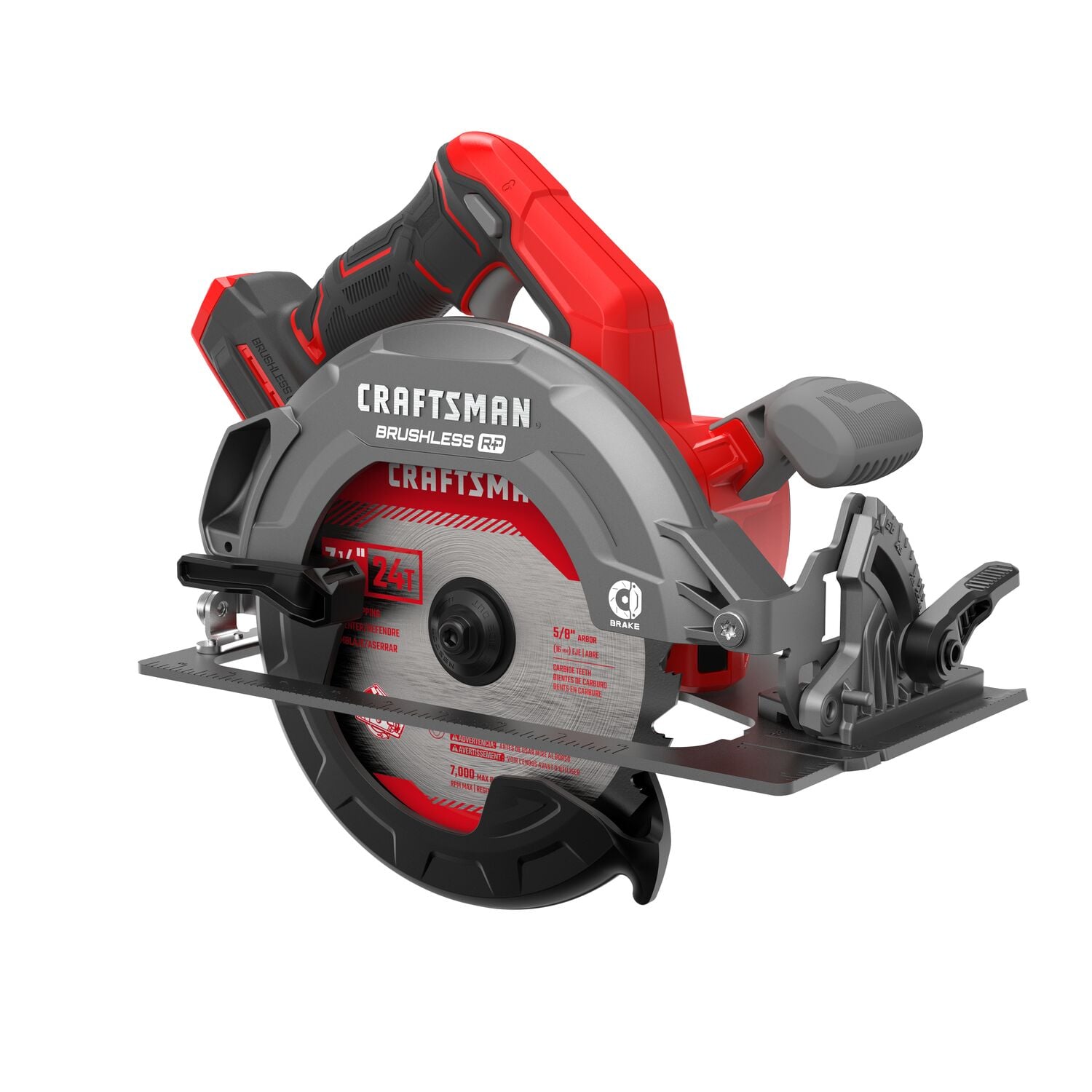 Craftsman cordless circular saw CMCS550 white background beauty shot front angle.