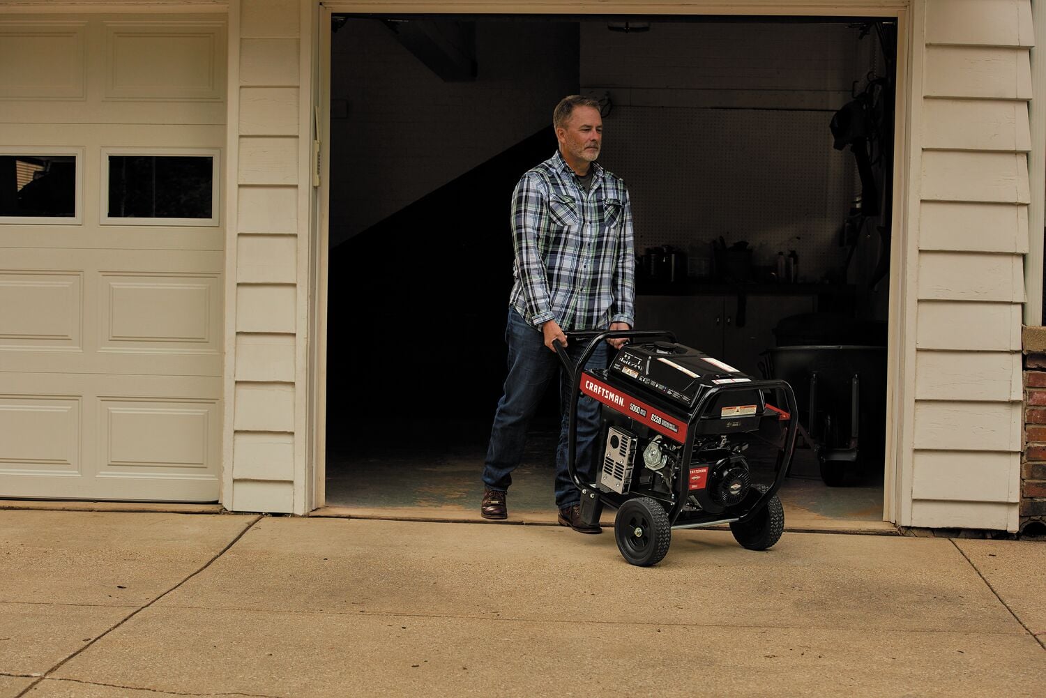 5000 watt portable generator being used.