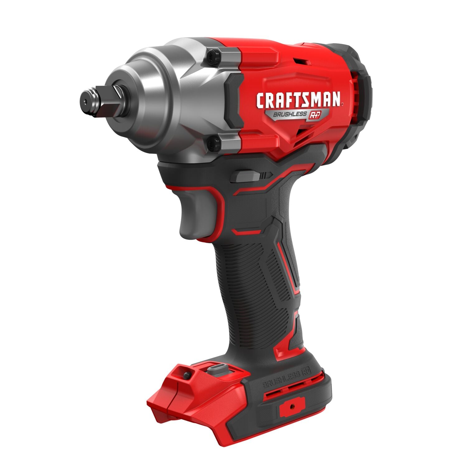 Craftsman brushless impact wrench R1 white background beauty shot front left angle.