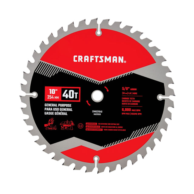 10 In Table Saw Blade 40 Tooth with 5/8 in Arbor (1 Pack)