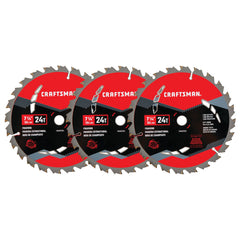 7-1/4 In Carbide Circular Saw Blade 24 Tooth with 5/8 in Arbor For Framing (3 Pack)