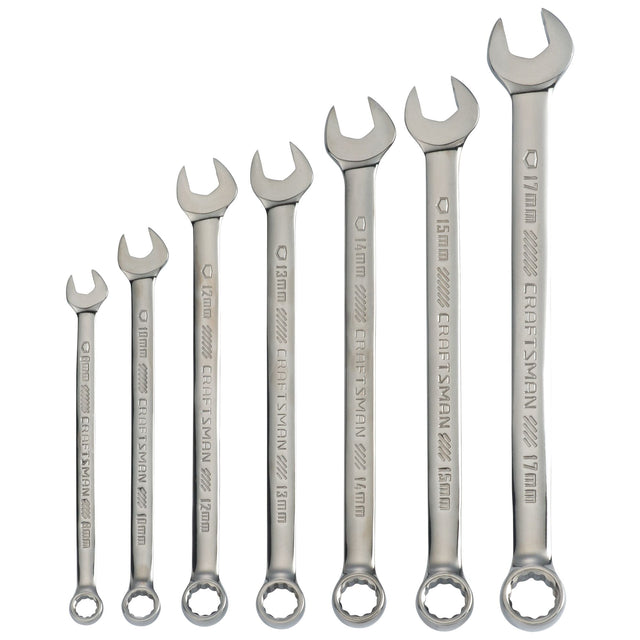 Metric Gunmetal Chrome Long-Panel Wrench Set (7 pc)