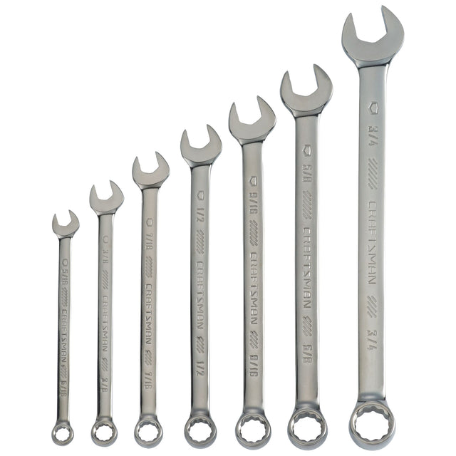 SAE Gunmetal Chrome Long-Panel Wrench Set (7 pc)