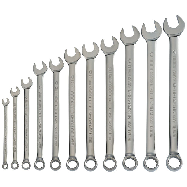 Metric Gunmetal Chrome Long-Panel Wrench Set (11 pc)