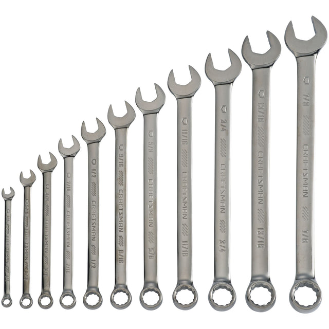 SAE Gunmetal Chrome Long-Panel Wrench Set (11 pc)