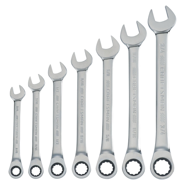 SAE Ratcheting Combination Wrench Set (7 pc)