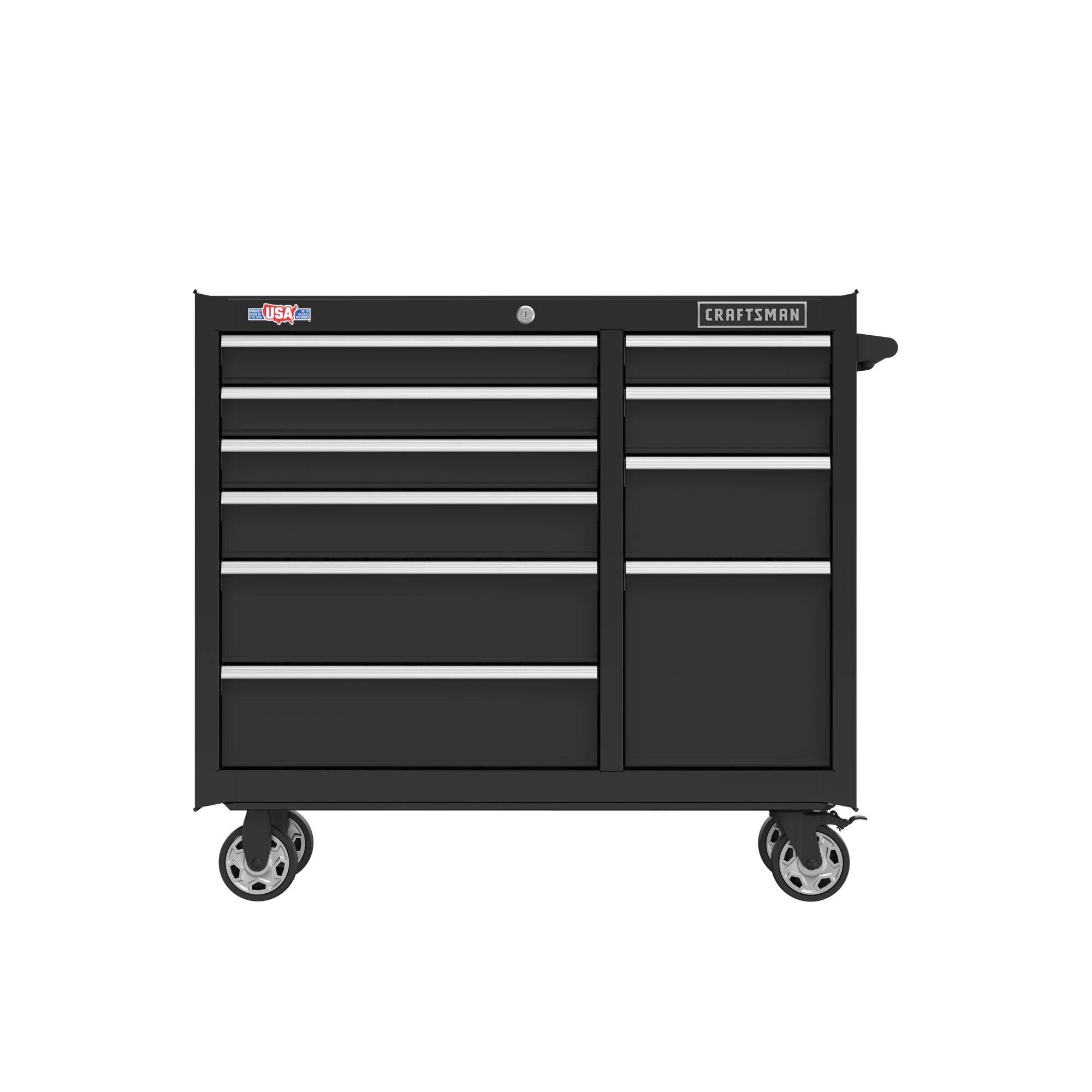 Black Steel Tool Chest with 2 Drawers and Ample Top Compartment